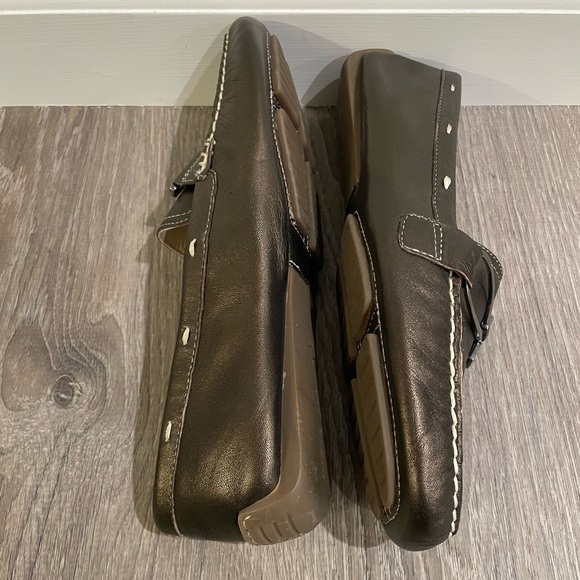 Anne Klein Brown Leather Loafers with Horsebit Detail - Picture 3 of 6